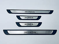 Накладки на пороги Honda Jazz 2 2008-2013 (хром-пласт) TAN24