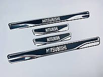Накладки на пороги Mitsubishi Colt 2002-2012 (хром-карбон) TAN24
