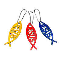 Брелок світловідбиваючий на ланцюжку Jesus (рибка) в асортименті хрбс2003у