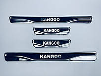 Накладки на пороги для Renault Kangoo 1998-2008 (хром-карбон) TAN24