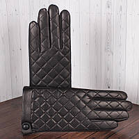 Рукавички шкіряні жіночі D22305-1 чорні демісезонні