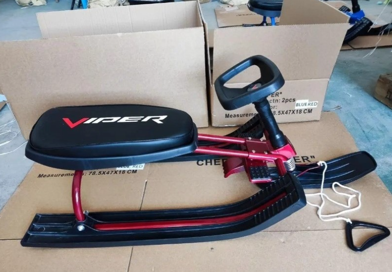 Дитячий сніговокат (дитячі санки з кермом) Viper Мустанг VSP червоні