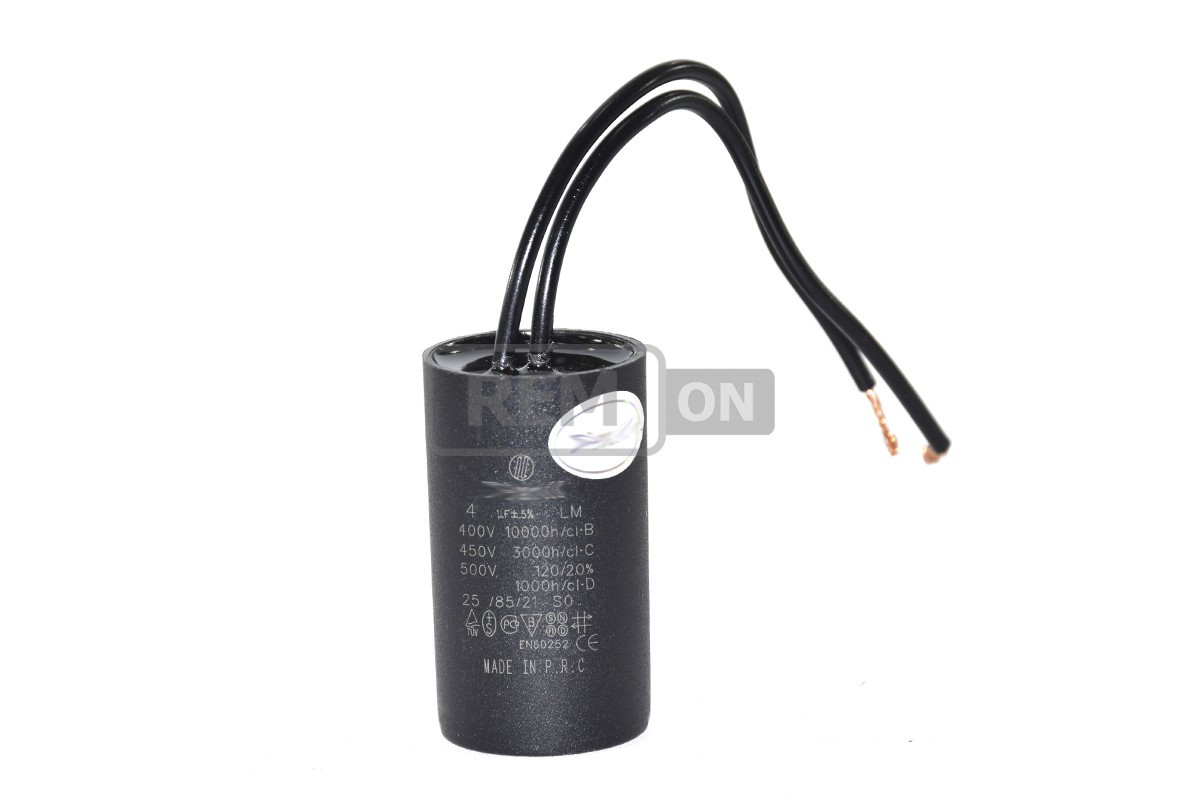 Конденсатор CBB60 4 мкФ 450V, малий з дротами