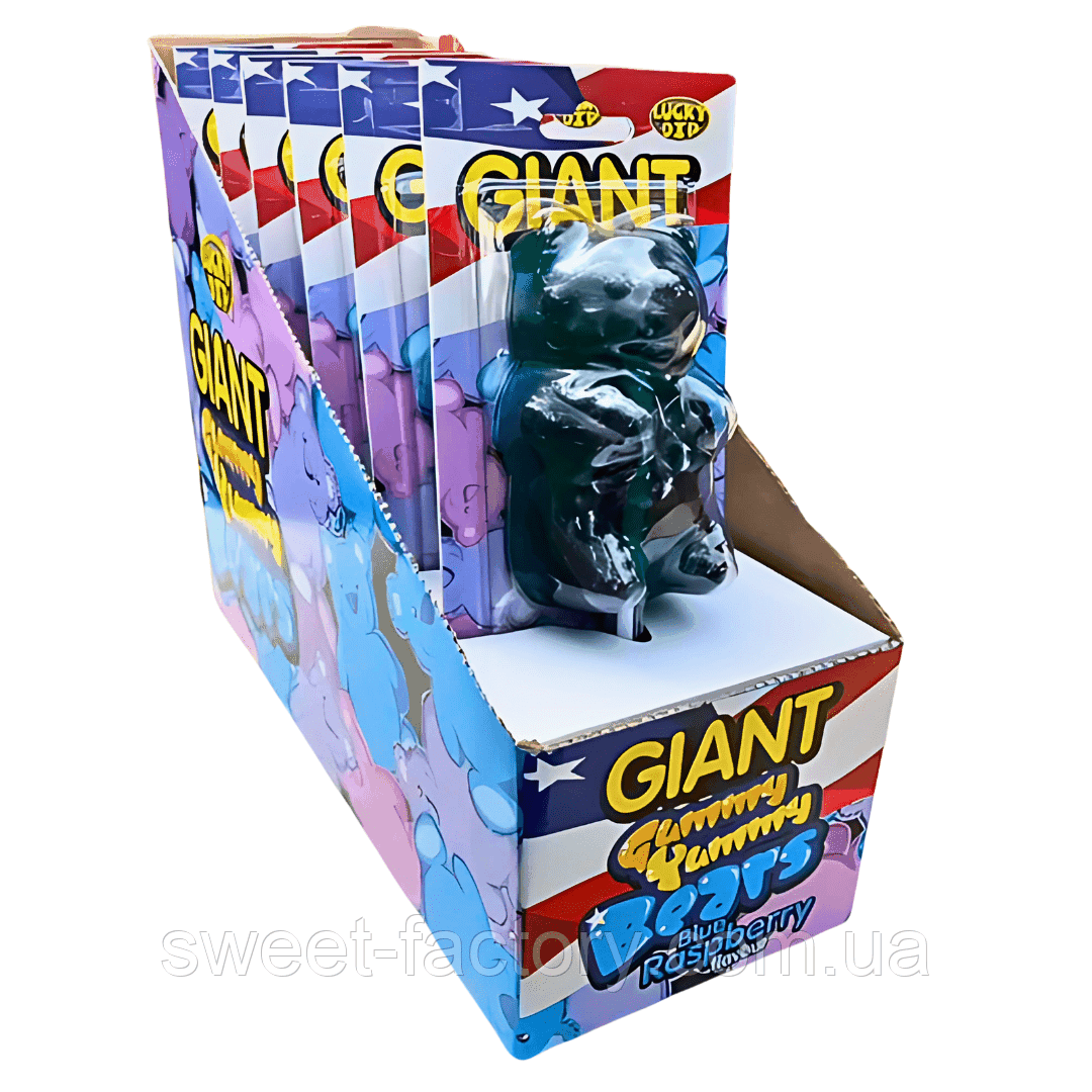 Мармелад Lucky Dip Giant Gummy Yummy Bears Blue Raspberry 227g, фото 1
