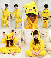 Костюм детская пижама кигуруми Покемон желтый Пикачу Детские костюмы пижамы кенгуру желтые Покемоны 130