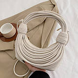 Жіноча сумка хобо багет 10405 через плече біла молочна, фото 2