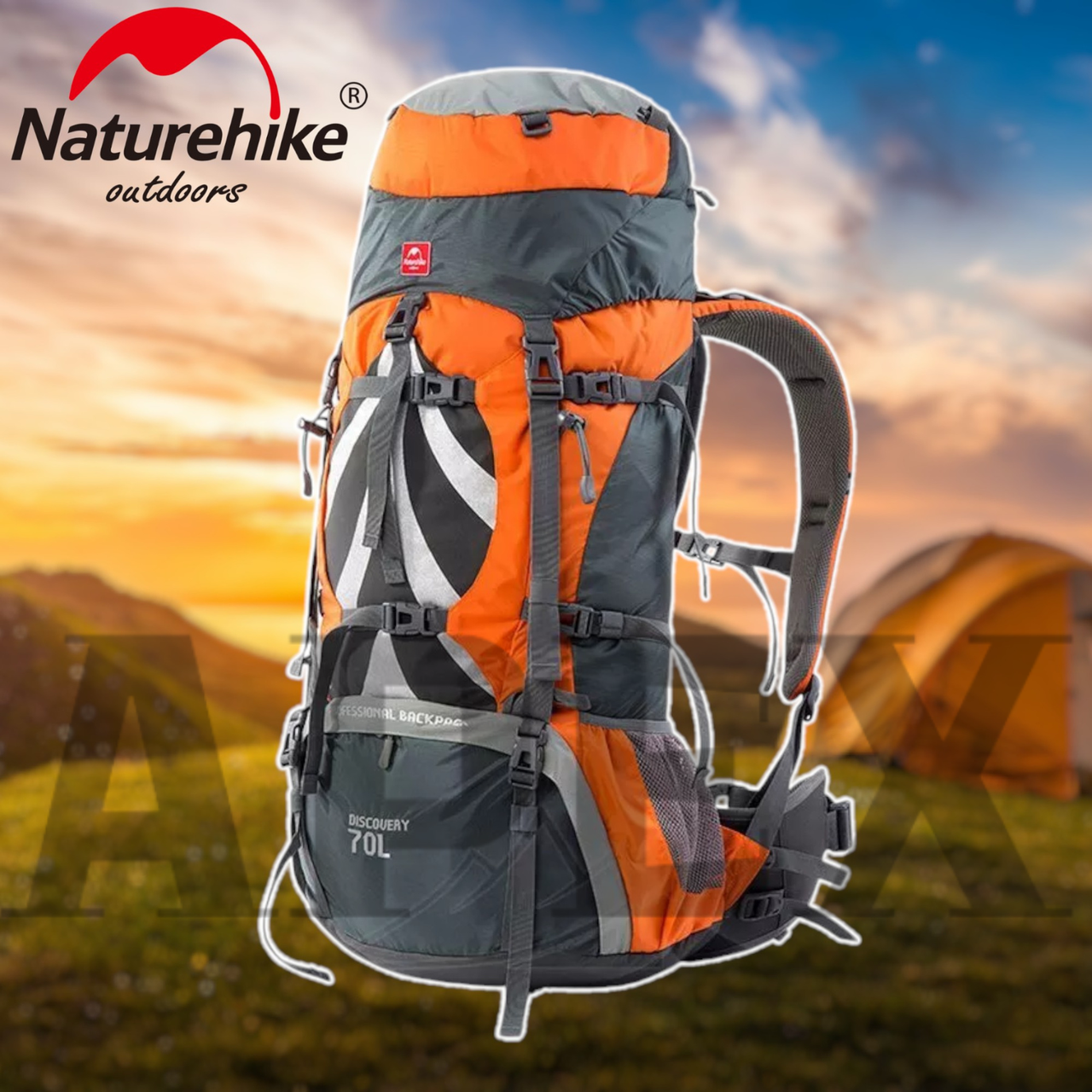 Туристичний рюкзак Naturehike 70 літрів, трекінговий, похідний рюкзак з алюмінієвою спинкою