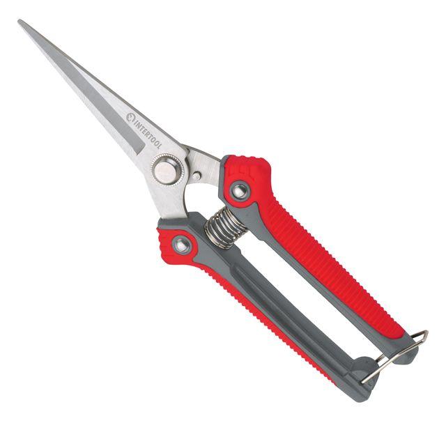 Секатор для винограду 200 мм, INOX, двокомпонентна рукоятка INTERTOOL FT-1015, фото 1