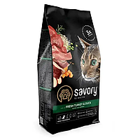 Корм сухой Savory Adult Cat Gourmand Fresh Turkey and Duck для кошек-гурманов со свежей индейкой и уткой 8 кг