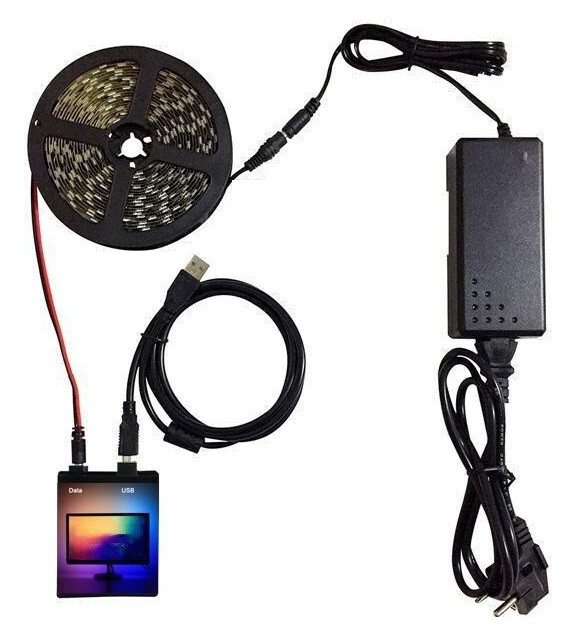 Розумна Динамічна LED підсвітка монітора 60 ламп/метр, 3 метра Ambilight для ПК і Android-TV, Adalight Dream, Ambibox, Ambilight і, фото 1