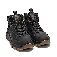 Стильные мужские ботинки с мехом, мужские черные кожаные ботинки на меху, теплые зимние ботинки для мужчин