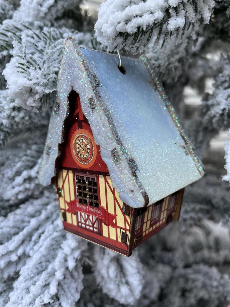 Новорічна дерев'яна прикраса "Будиночок" 10см