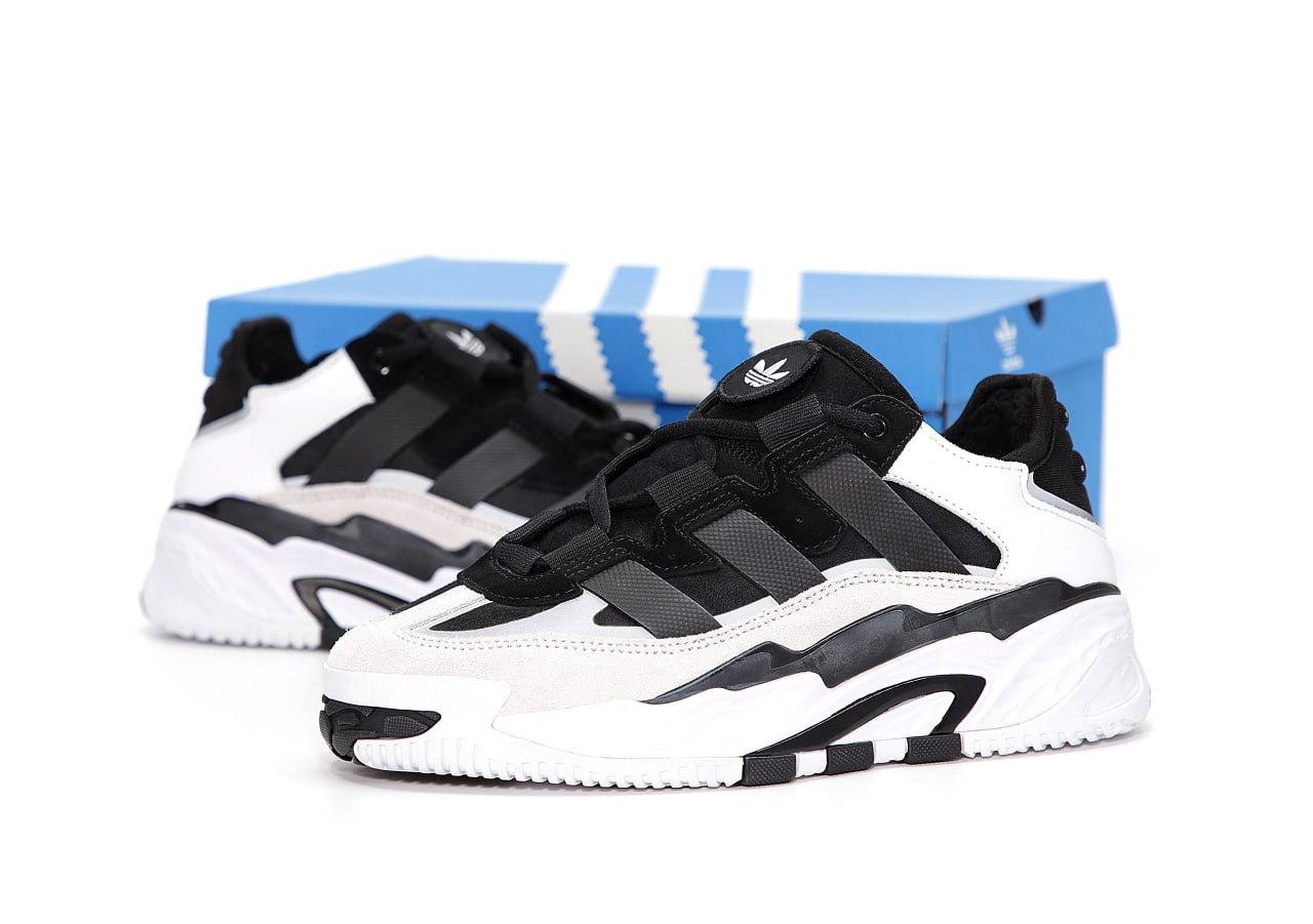 Зимові Кросівки Adidas Niteball White Black Winter Fur | білі з чорними елементами, утеплені хутром, розміри 36–45