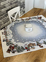 Скатертина Новорічна гобеленова 100 х 100 см. з люрексом