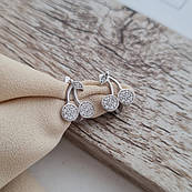 Срібні сережки вишеньки з білими фіанітами