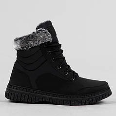 Жіночі дутики зимові з хутром високі чорні (ЛБ 5)
