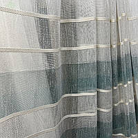 Готовий Турецький тюль з льону на тасьмі Розмір 300на270см Якісна гардина в полоску