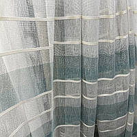 Готовий Турецький тюль з льону на тасьмі Розмір 400на270см Якісна гардина в полоску