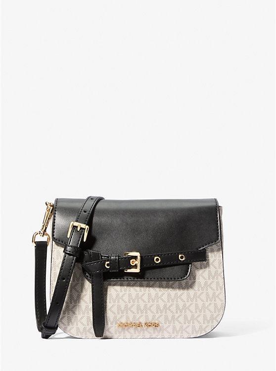 Жіноча сумка кросбоді Michael Kors Emilia Small Logo Crossbody Bag (Vanilla/Black) ОРИГІНАЛ