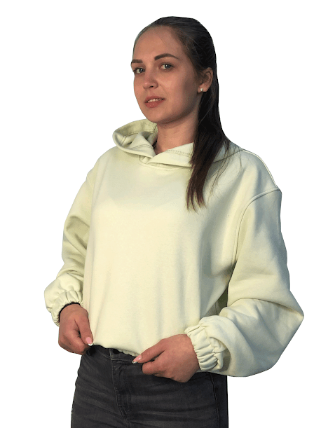 Худі жіночий весняний оверсайз бавовна з мікроначосом Bono ніжно-жовтий нарцис (розміри: XS-2XL), фото 1