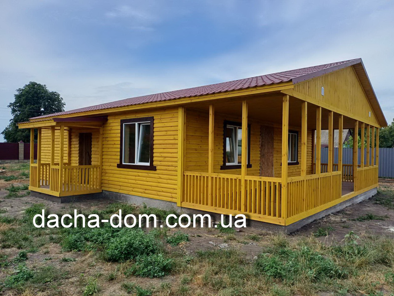 Каркасний Будинок  з корабельної дошки 9,4 *13,4 м разом з  терасами, фото 1