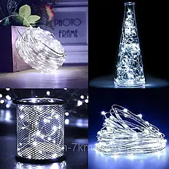 Світлодіодна гірлянда нитка краплі роси 3 м 30 LED на 3 батарейках холодний білий Kt