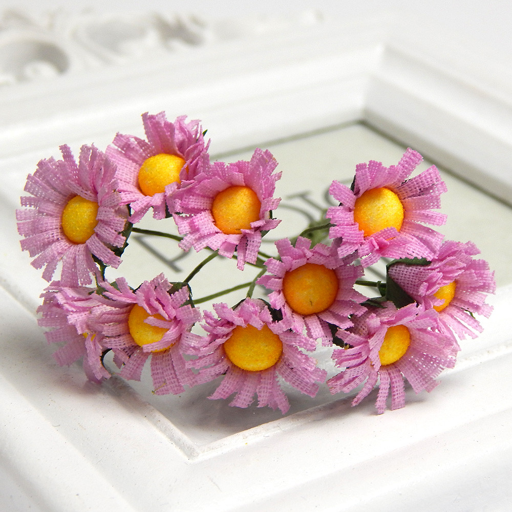 Букет ромашок тканина 1 см, рожеві