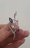 Брошка - шпилька срібна з фіанітами, фото 3