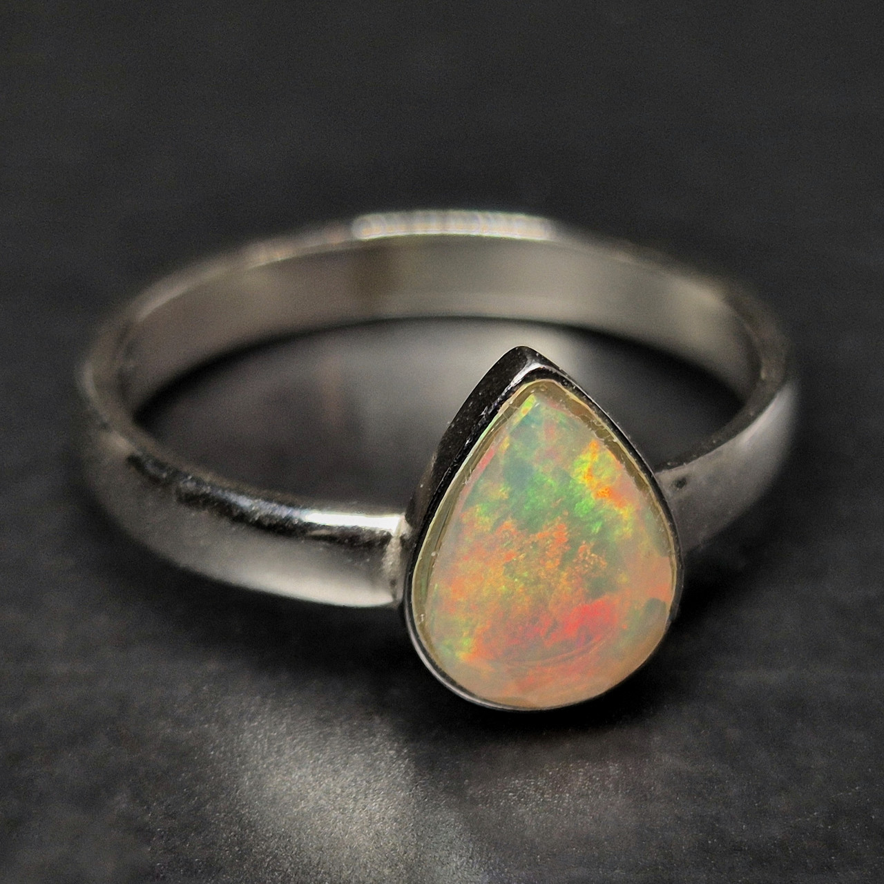 Срібна каблучка із природним ефіопським опалом, ручна робота, фото 1