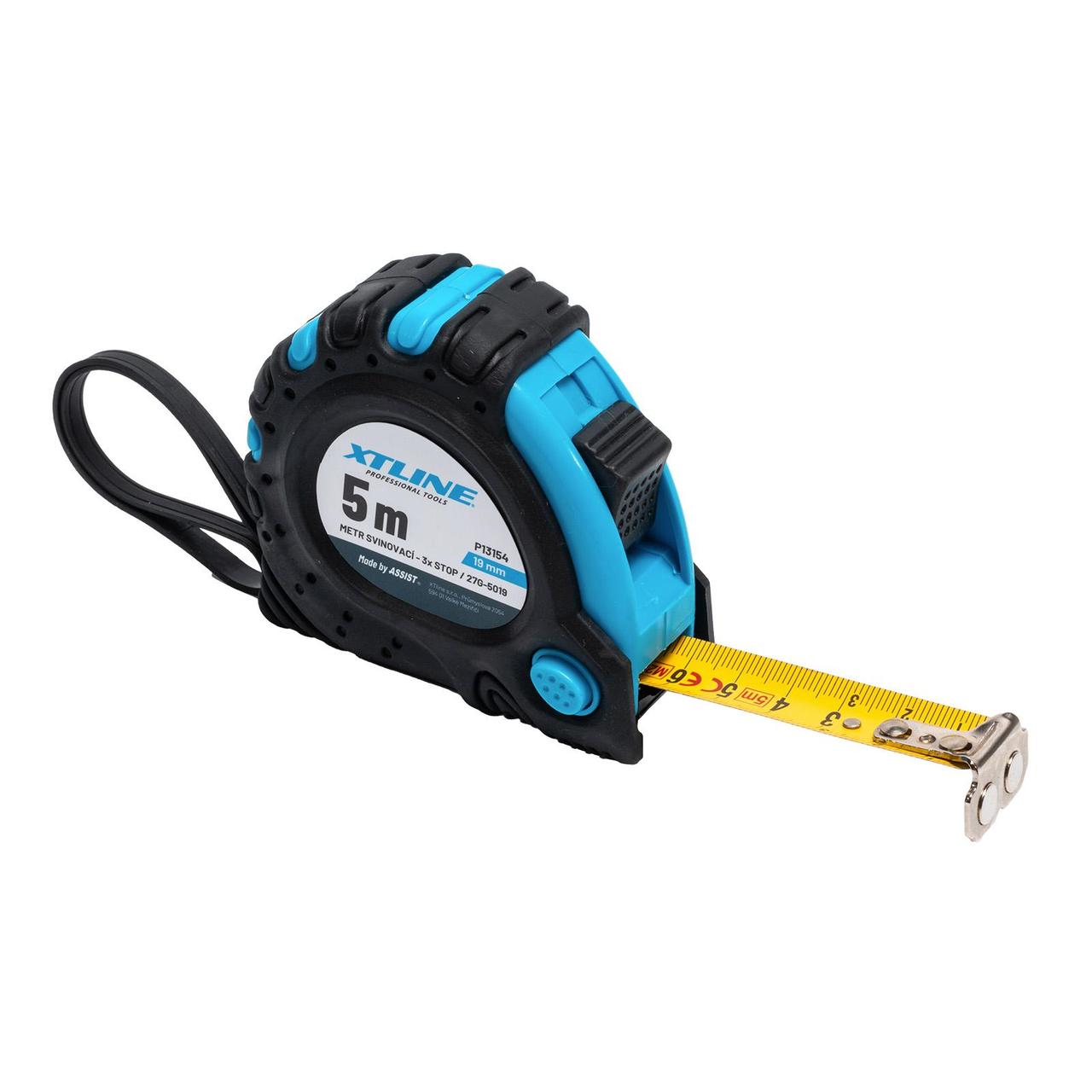 Рулетка магнітна 5 м х 19 мм, 2 x Stop,захисне покриття, XTline (Чехія)