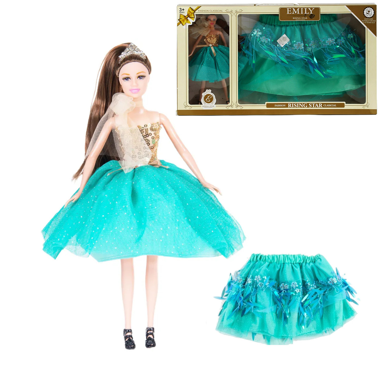 Стильна лялька Емілі 30 см деталізований одяг аксесуари гнучкі руки ніжки фатинова спідничка для дівчинки, фото 1