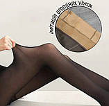 Колготи жіночі на флісі з імітацією капронових 44-48р чорні, фото 5