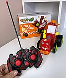 Весела радіокерована дитяча іграшка танцюючий крейзі трактор Crazy Jumping Car на пульті, фото 5