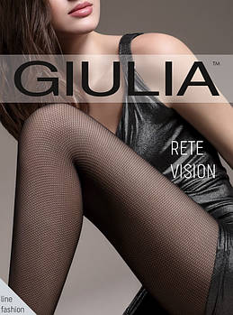 Красиві капронові колготки з ефектом сіточки Giulia 40 Ден Колготи жіночі з принтом / малюнком Чорні