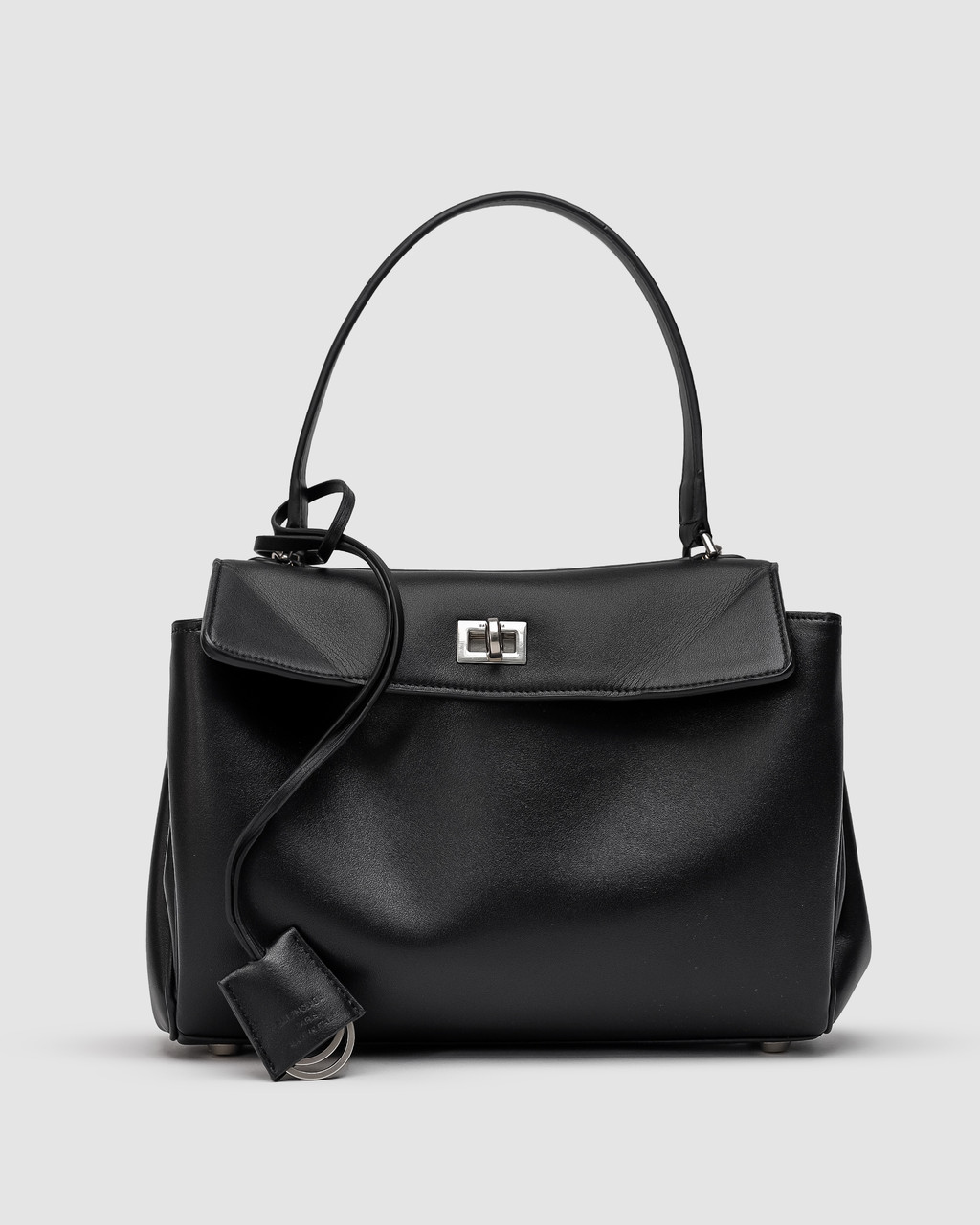 Шикарна шкіряна чорна жіноча сумка Balenciaga Rodeo Black/Silver