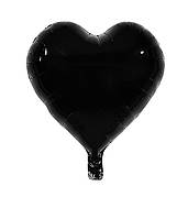 Куля фольгована серце чорне 5" (12 см) Китай