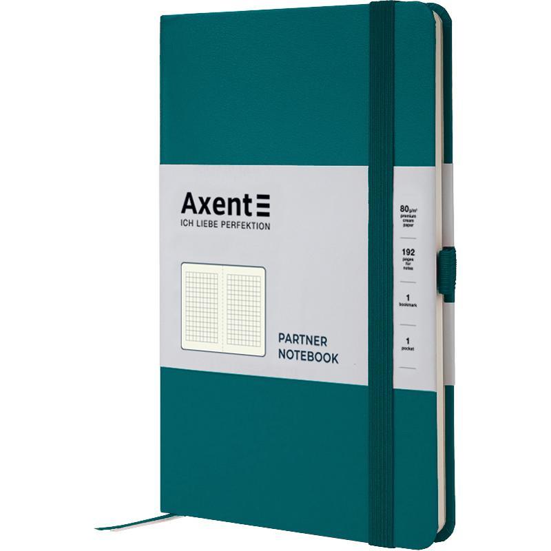 Блокнот А5 96 аркушів у клітинку Axent Partner 125 х 195 малахіт 8201