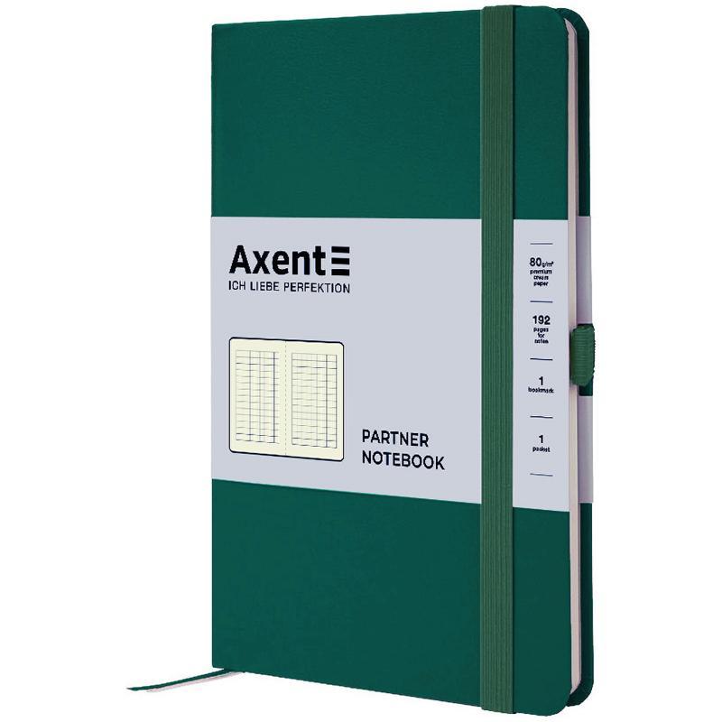 Блокнот А5 96 аркушів у клітинку Axent Partner 125 х 195 зелений ліс 8201