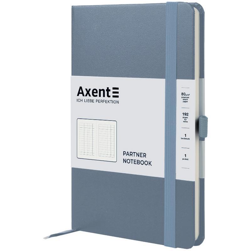 Блокнот А5 96 аркушів у клітинку Axent Partner 125 х 195 сірий 8201