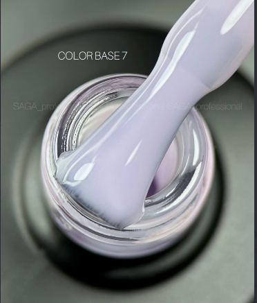 Кольорова база для манікюру SAGA - база для нігтів рожева з шимером SAGA Color Base №7, фото 1