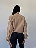 Бежевий об'ємний теплий демісезонний світшот з високоякісного флісу полар з контрастною блискавкою, фото 5
