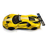 Машинка металева Ford 2017 GT 1:32 Форд жовта звук світло інерція відкр двері 15*7*4см (DL-96332), фото 2