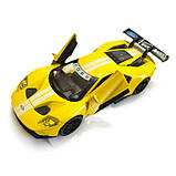 Машинка металева Ford 2017 GT 1:32 Форд жовта звук світло інерція відкр двері 15*7*4см (DL-96332), фото 6