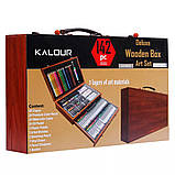 Набір для юного художника KALOUR в дерев`яній валізі на 142 предмети, фото 2