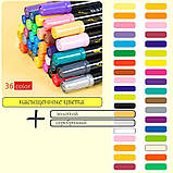 Набір двосторонніх акрилових маркерів Yover 36 кольорів, фото 5