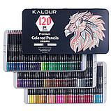 Набір кольорових олівців Kalour 120 з м`яким грифелем, фото 2