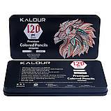 Набір кольорових олівців Kalour 120 з м`яким грифелем, фото 6