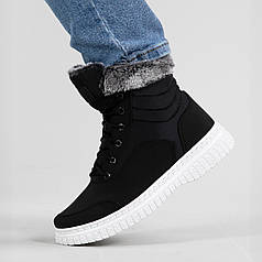 Жіночі дутики зимові з хутром високі чорні (ЛБ 5/2)