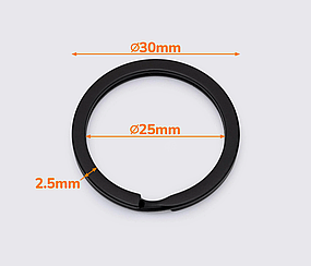 Кільце для ключів плоске чорне, 25мм