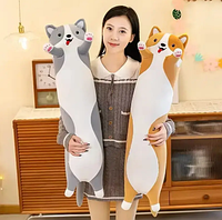 М'яка іграшка Собака Батон сірий 110см, іграшка-подушка Довгий батон, іграшка антистрес